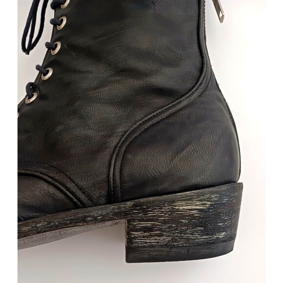 Old Gringo Blk Leather Combat Boot Lace Up Silver Back Zip 9.5M Made in Mexico - Picture 10 of 16